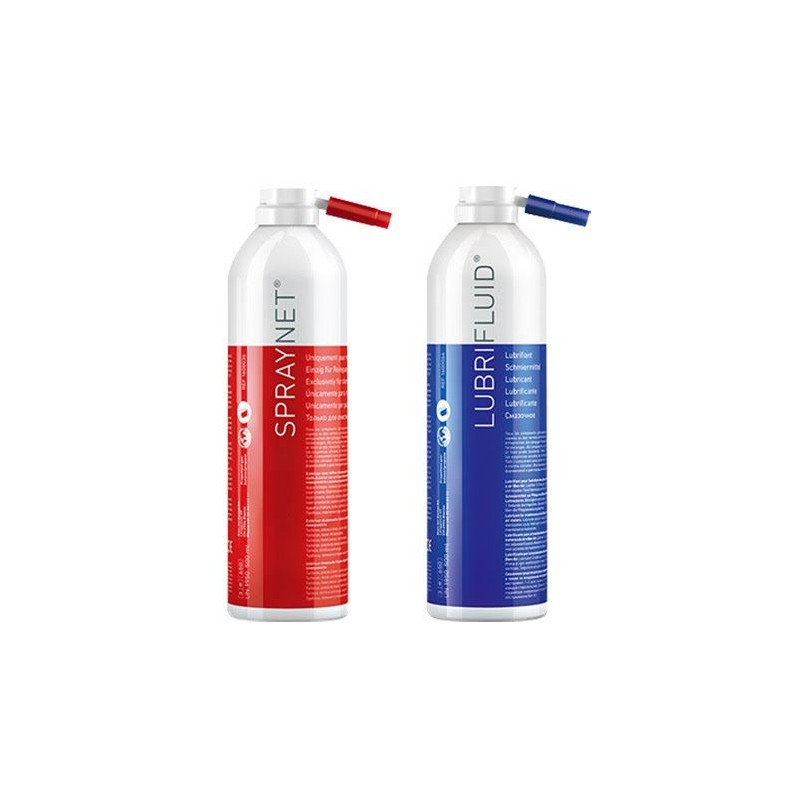 DUOPACK Lubrifluid + Spraynet Limpieza y lubricación Bien Air uso clínico,médico,hospitalario,dental y laboratorio.