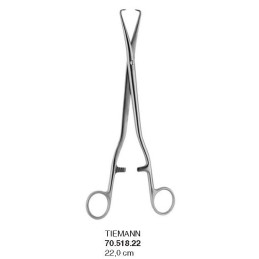 Pinza uterina TIEMANN 22cm Instrumental para ginecología Dimeda uso clínico,médico,hospitalario,dental y laboratorio.
