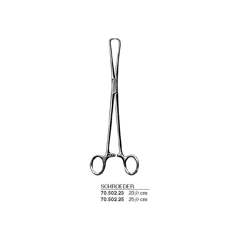 Pinza uterina SCHROEDER 23cm Instrumental para ginecología Dimeda uso clínico,médico,hospitalario,dental y laboratorio.