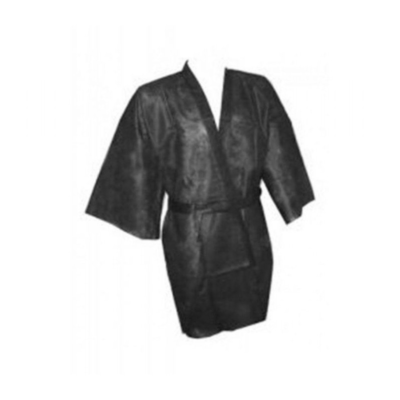 Kimono desechable negro 100 unidades Material desechable KLMED uso clínico,médico,hospitalario,dental y laboratorio.